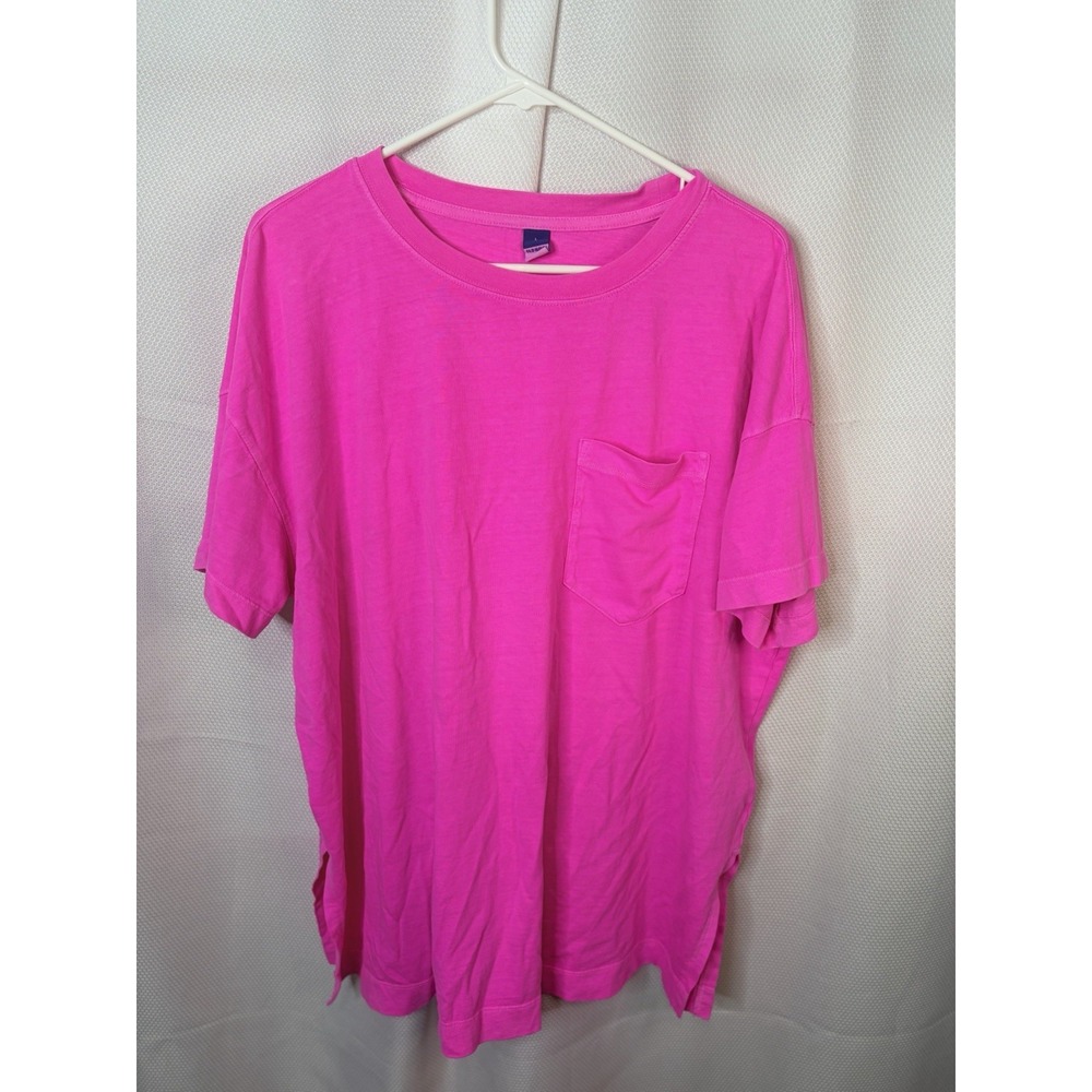 OLD NAVY Neon Pink Jersey T-Shirt Dress Pocket sz Large - EUC